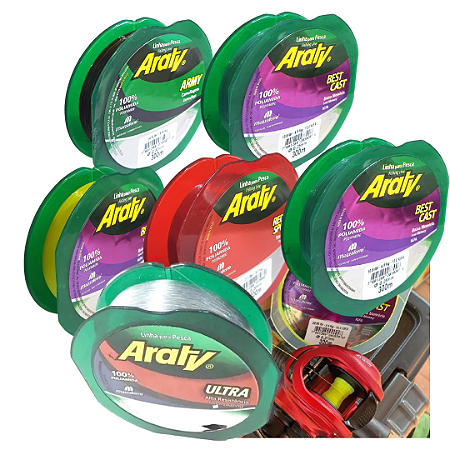 Linha Pesca Araty 300 Metros Amarelo Verde Best Cast - Prata Ultra - Vermelho Red Spider - Camuflado Army 0,20 0,25 0,30 0,35 0,40 0,45 0,50 mm