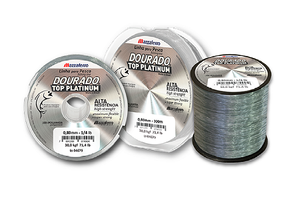 Linha Pesca Dourado Top Platinum Prata 100 Metros Caixa Fechada c/ 1000 Metros 0,20 0,25 0,30 0,35 0,40 0,50 0,60 0,70 0,80 mm