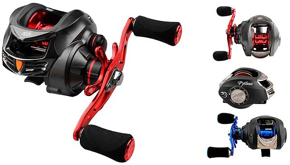Carretilha Albatroz Python 8 Rolamentos Direita Esquerda Azul Vermelho Amarelo