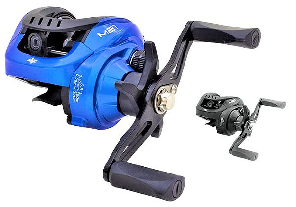 Carretilha Albatroz M21 3+1 Rolamentos Direita Preto - Esquerda Azul