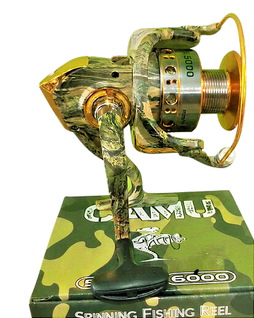 Molinete de Pesca Camuflado Carretel Alumínio Rolamentos 6+1 Anti Reverso 3000 4000 5000 6000