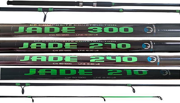 Vara Pesca LGU Jade 2,10 2,40 2,70 3,00 Metros 2 Partes Oca Fibra De Vidro 30 Libras
