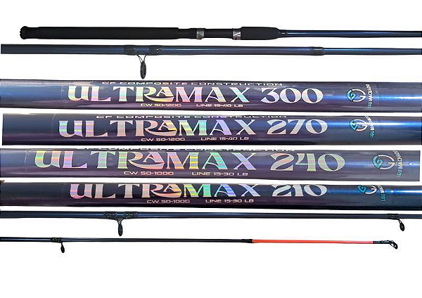 Vara Pesca Ultramax 2,10 2,40 2,70 3,00 Metros 2 Partes Fibra De Vidro Oca 30 Libras