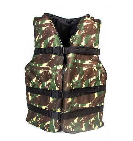 Colete Salva Vidas Flutuante Esportivo Verde Camuflado Para 60 75 90 100 110 120 130 150 kg