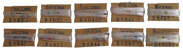Chicote Arranque de Praia 2 e 3 Anzóis Linhas 0,35 0,40 0,45 0,50 mm kit com 10 Unidades