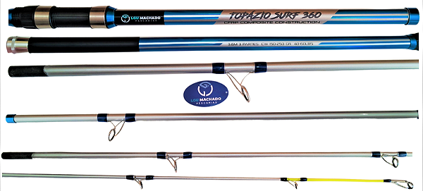 Vara Pesca Carbono Surf Praia Costão LGU Topázio Oca 3 Partes 3,00 3,30 3,60 3,90 4,20 Metros
