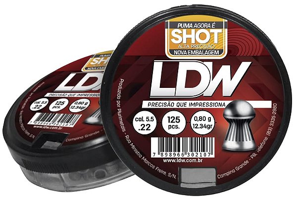 Chumbinho LDW Shot Calibre 4,5 Mm Embalagem 250 Unidades