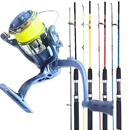 Kit Pesca Vara 30 Libras Fibra de Vidro Maciça + Molinete com Linha Colocada 3 Rolamentos 1000 2000 3000 4000- Tamanhos 1,35 1,50 1,65 1,80 2,10 2,40 Metros