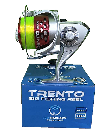 Molinete Para Pesca Trento Vermelho+Prata 3 Rolamentos  8000 9000
