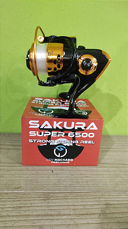 Molinete De Pesca Sakura 6500 Com 3 Rolamentos Disponivel Em Dourado e Azul