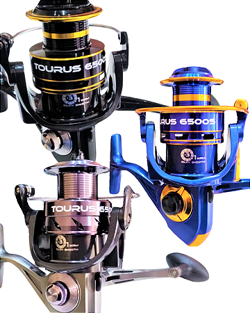 Molinete De Pesca LGU Tourus 6500 3+1 Rolamentos Aço Inoxidável Carretel de Alumínio Disponível Em Azul Prata e Preto