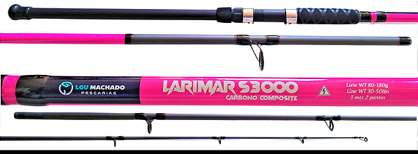 Vara De Pesca Larimar para Molinete Rosa Carbono 50 Libras (22Kg) de Resistencia 2,70 3,00 Metros