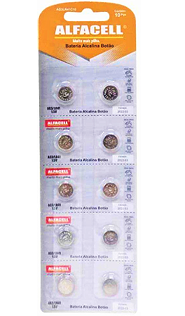 Bateria De Botão Alcalina Cartela Com 10 Unidades AG3/LR41