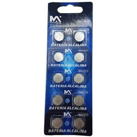 Bateria Alcalina De Moeda Cartela Com 10 Unidades MAX-AG13