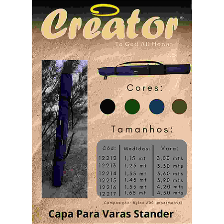 Capa Bolsa Porta Varas Stander Creator Varios Tamanhos