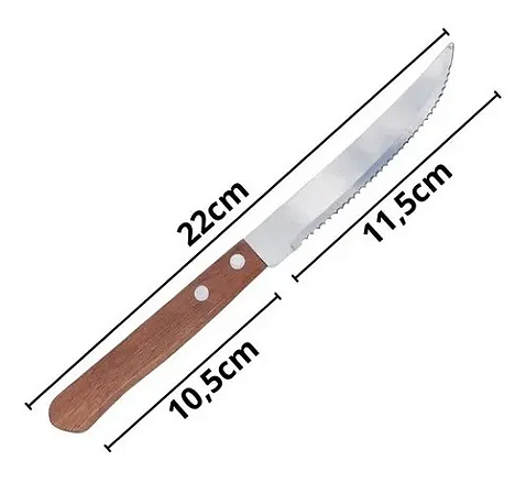 Faca De Mesa Sq3233 Aço Inox Cabo Madeira Caixa Com 12 Peças