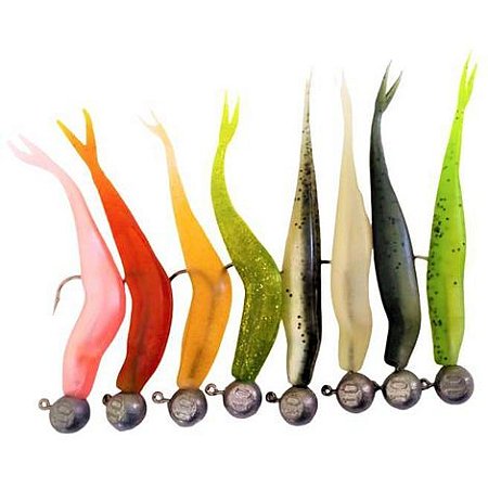 Isca Manjuba Doa Feita Em Silicone Com 10 cm Com Jig Head Cores Sortidas