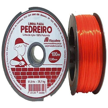 Linha De Pedreiro 0,80 mm 10 Rolos De 100 Metros Na Cor Laranja