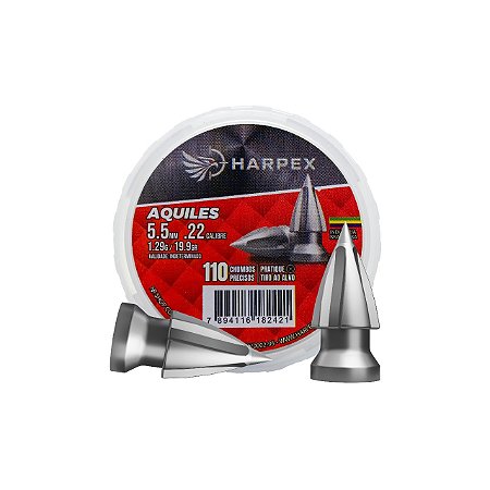 Chumbinho Harpex Aquiles para Carabina Pressão 5,5 mm .22 110 Unidades - Precisão