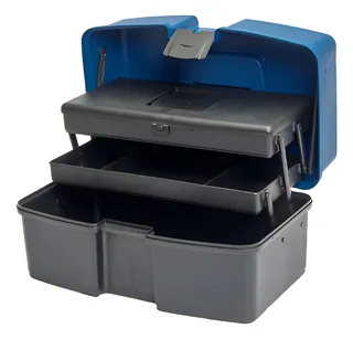 Caixa Maleta Grande De Pesca Tampa Azul - 2 Bandejas Polymer