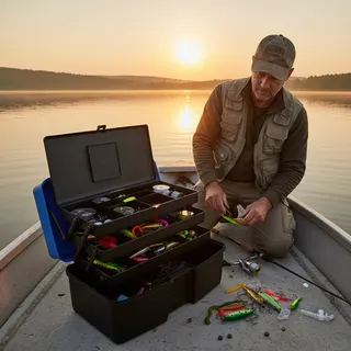 Caixa Maleta Grande De Pesca Tampa Azul - 3 Bandejas Polymer