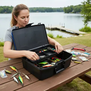 Maleta Pesca Premium 1 Bandeja Azul Ou Vermelho De Polymer