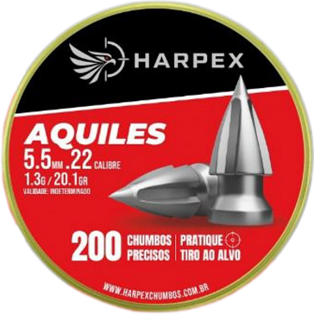 Chumbinho Harpex Aquiles para Carabina Pressão 5,5 mm .22 200 Unidades - Precisão Lata