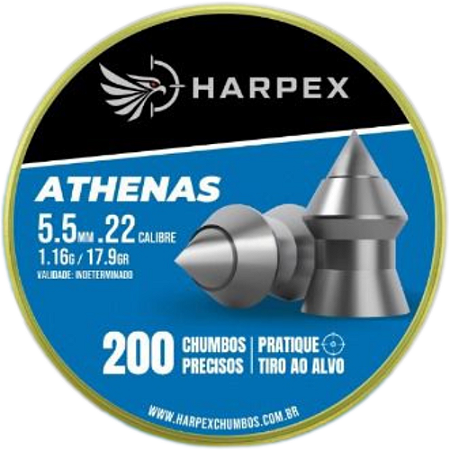 Chumbinho Harpex Athenas para Carabina Pressão 5,5 mm .22 200 Unidades - Precisão Lata
