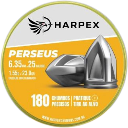 Chumbinho Harpex Perseus para Carabina Pressão 6,35 mm .25 180 Unidades - Precisão Lata