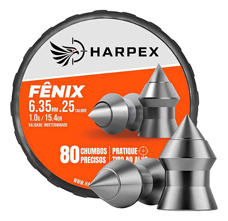 Chumbinho Harpex Fênix 6.35mm Pote Com 80 Unidades Em Alta Precisão