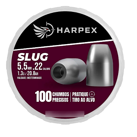 Chumbinhos Harpex Slug 5.5mm 1,3g Carabina Pontiagudo 100 Unidades Em Alta Precisão