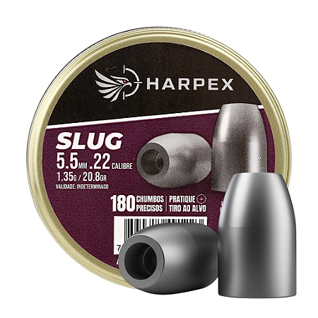 Chumbinho Slug Alta precisão e penetração 5.5mm (.22) 180 Unidades- Harpex