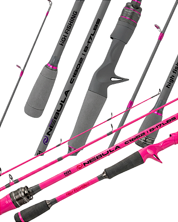 Vara de Pesca para Carretilha HG Nebula Fibra de Vidro Oca 1,65 Metros 2 Partes 8 - 17 Libras Leve 111 Gramas Ação Lenta Lure 7-21 g 5+1 Passadores