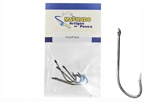 Anzol Para Pesca Mac Inox 5 Cartelas Diversos Tamanhos Nº1 2 4 6 8 1/0 2/0 3/0 4/0 Nickel