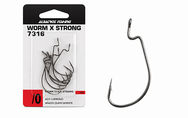 Anzol Para Pesca Worm X Strong 7316 N.1/0 C/7 Unidades Black Nickel