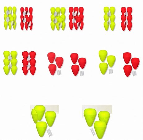 Boia Isopor Lambari Para Pesca uma Cartela N1 2 3 4 5 6 7 8 com 2,3,6 ou 10 Unidades Cores Sortida