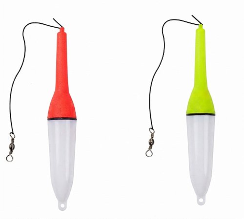 Boia Torpedo Luminosa 45gr Com Led Para Pesca Noturna Vermelho ou Amarelo 19cm
