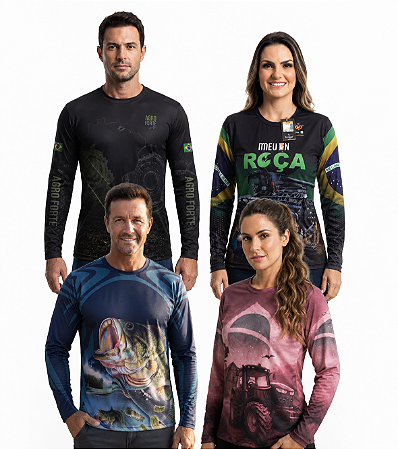 Camisa em Poliéster com Elastano + UV50 Conforto Térmico Superior, Toque Macio e Máxima Qualidade