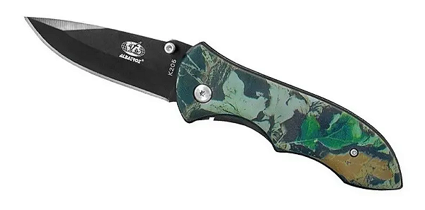 Canivete Tático Albatroz Camuflado 19cm K205 Lamina Lisa de Aço inox