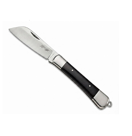 Canivete Xingu Cabo Madeira Preto XV3180 17cm Lamina lisa Afiada Metal Para Pesca e Camping