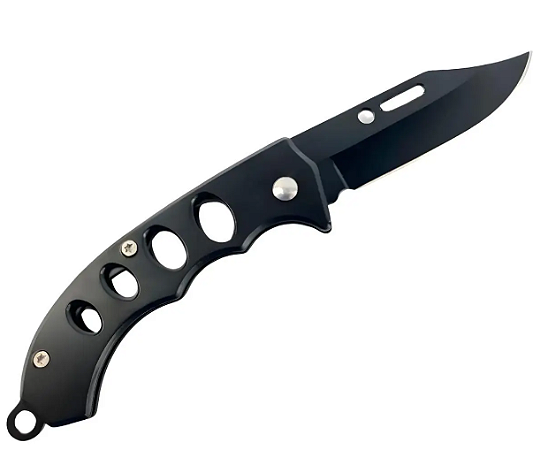 Canivete Xingu Cabo Metal XV3577 16cm Lamina Aço Inox Lisa Afiado Preto