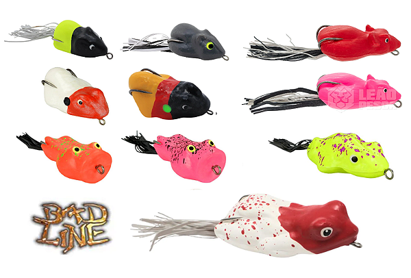 Kit de Isca Artificial Soft Bad Line Sortido C/10 Unidades de Diversas Cores e Modelos Killer Mini Rat Popper Frog Rat Sortidos