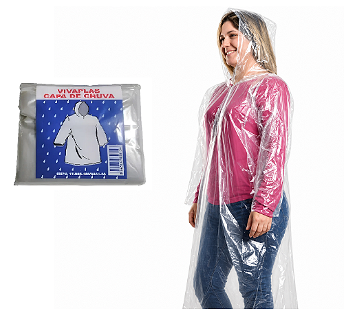 Capa de Chuva Vivaplas Descartavel Adulto Transparente