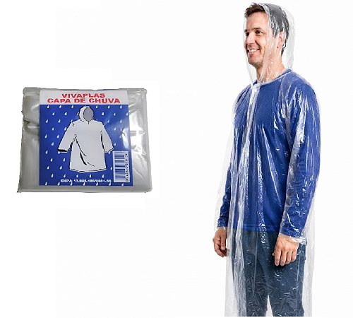 Capa de Chuva Vivaplas C/50 Unidades Descartavel Adulto Transparente