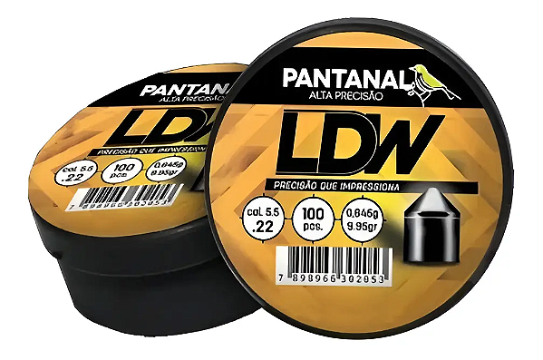 Chumbinho LDW Pantanal 5.5mm (.22) 100 Peças 0,645g Alta Precisão