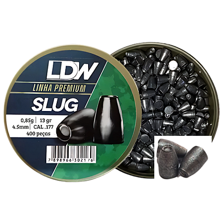 Chumbinho LDW Slug Linha Premium 4.5mm (.177) 0,85g Alta Perfuração 400 peças