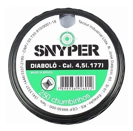 Chumbinho Snyper Diabolô Carabina Alta Impacto 4.5mm (.177) 0,50g C/250 Unidades Alta Pressão