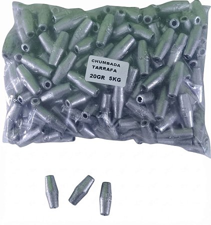Chumbo Chumbada Tarrafa de 20gr Modelo Oliva/Palito Para Chicote 5kg Para Rede de Pesca