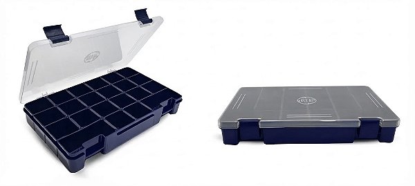 Estojo Organizadora Maleta HI Para Pesca 27x16 cm Azul 22 Divisórias Transporte P/Iscas, boias, anzóis, snaps, giradores etc.