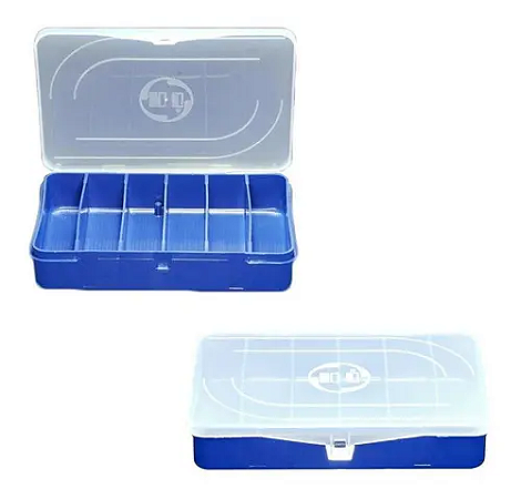 Estojo Organizadora Maleta HI Para Pesca 20x13 Azul 6 Divisórias Transporte P/ Boias, Giradores, Chumbos, iscas, etc.